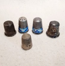 Lot of 5 Antique Vintage Sterling Silver Thimbles Sewing Sizes Vary 20.8 g