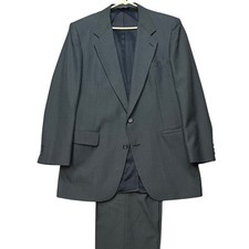VTG Kuppenheimer 2pc Suit Mens 42L Gray Black Houndstooth Flap Pocket USA Made