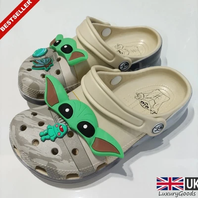 Baby Yoda Star Wars Din Grogu Unisex Kinder & Erwachsene hellbraune Schaumstoff-Hausschuhe Sandalen UK