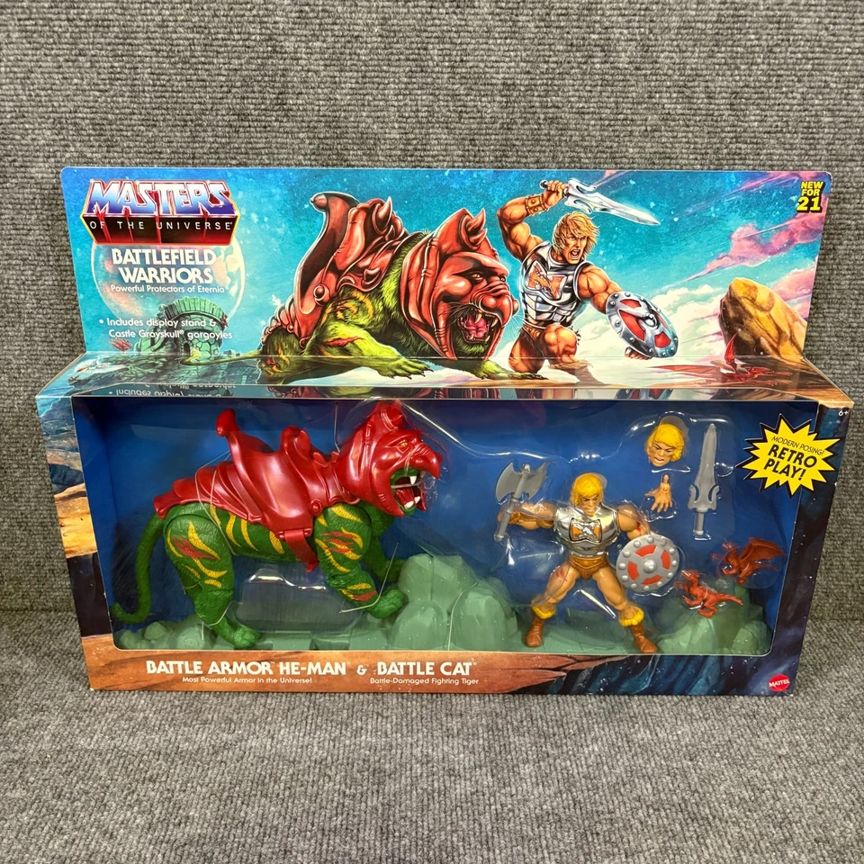 Lote MOTU Armadura de Batalla He Man Gato de Batalla y Príncipe Adam Trineo Cielo Nuevo Seaeld Foto 2 de 4
