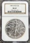 1989 American Silver Eagle NGC MS69 1oz Silver ASE