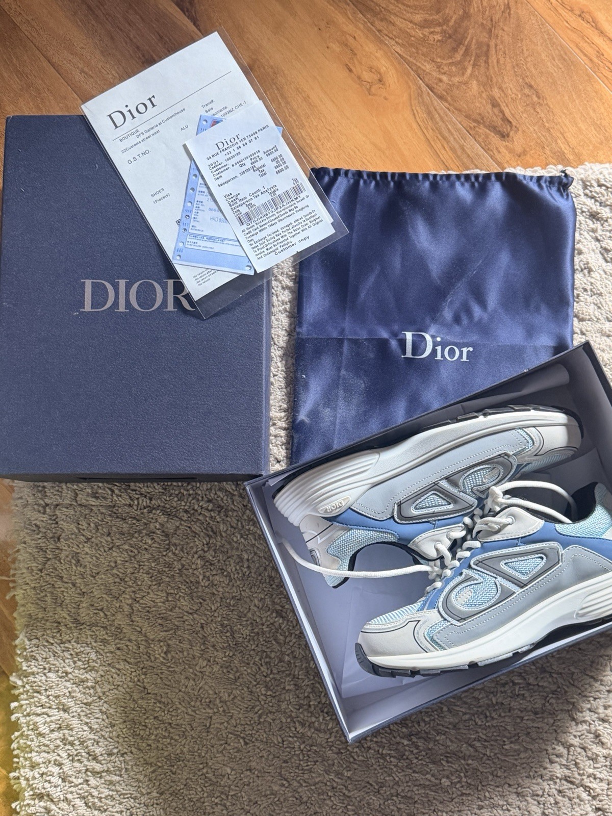 Dior B30 Countdown Sneaker Blue Technical Mesh Blue Technical Fabric 41/UK7