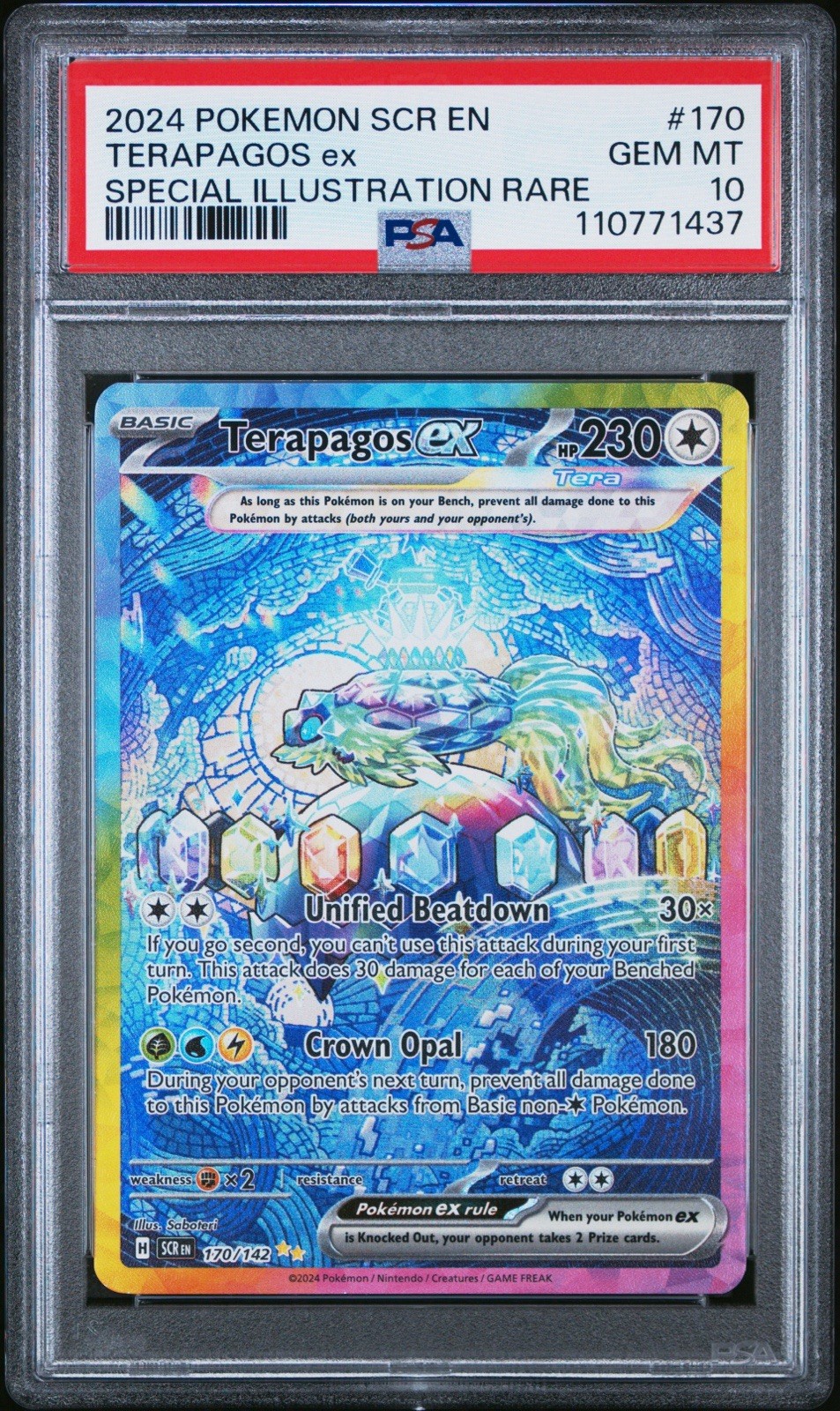 PSA 10 Terapagos ex 170/142 Holo Pokemon SCR 2024 Stellar Crown SIR