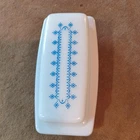 Vintage Pyrex Butter Dish with Lid Snowflake Garland Blue and White * Milk Glass