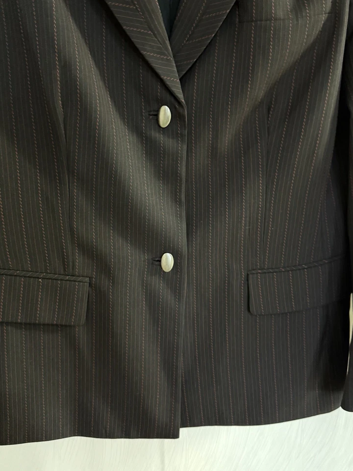 Amanda Smith черный красный в тонкую полоску блейзер 14 винтажный 90-х офис сирена Y2K Academia б/у в отличном состоянии - Изображение 4 из 4