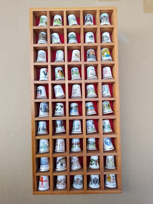 Thimble Display Case with 50 Vintage Thimbles Lovely Unique ...