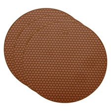 3pcs 7" Silicone Round Texture Jar Opener Pad Brown