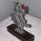 Pewter Peltro Italy Boy Girl Red Hat Blue Flower Wooden Base 3.75"H — photo 2