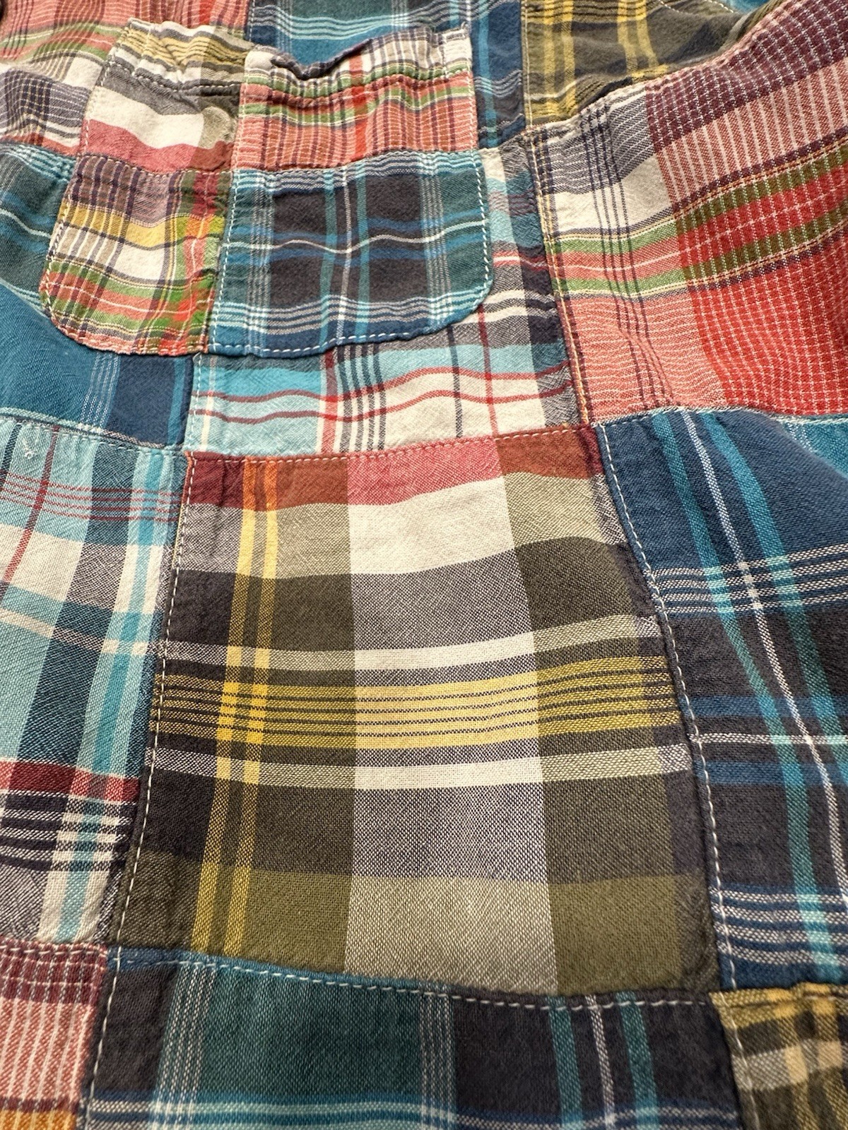 Lands' End Madras Patchwork Plaid Button Front Sh… - image 3