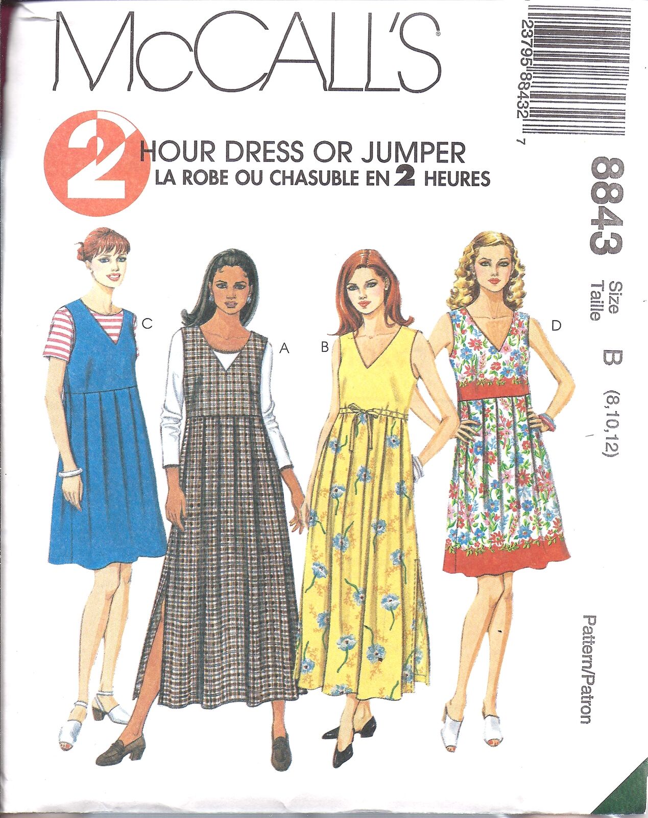 8843 UNCUT Vintage McCalls Pattern Misses Jumper 2 Hour Dress SEWING ...