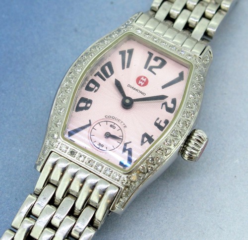 MICHELE Coquette Swiss Quartz Pink Dial Stainless Steel Ladies Watch 22mm x 33mm - 第 1/9 張圖片