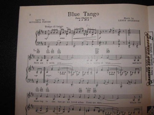 Blue Tango Vintage Sheet Music 1952 Mills Music Leroy Anderson Mitchell Parish O - Picture 2 of 2
