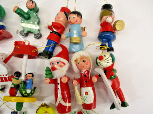 Posten (23) Vintage Weihnachtsschmuck Taiwan Holz handbemalt Schneemänner Engel Giraffe - Bild 4 von 19