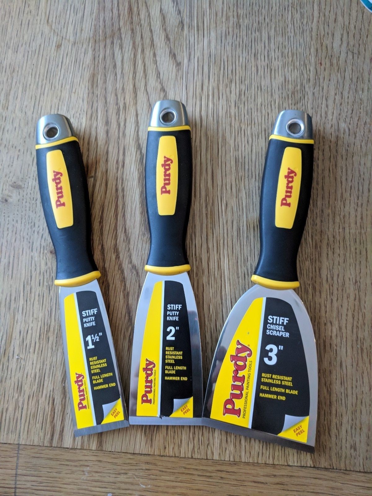 Purdy putty knife 1.5", 2", 3" stiff chisel scraper set, Stainless