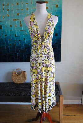 La Robe ROBERTO CAVALLI floral bodycon dress sexy size 44 snake hoop pre-owned