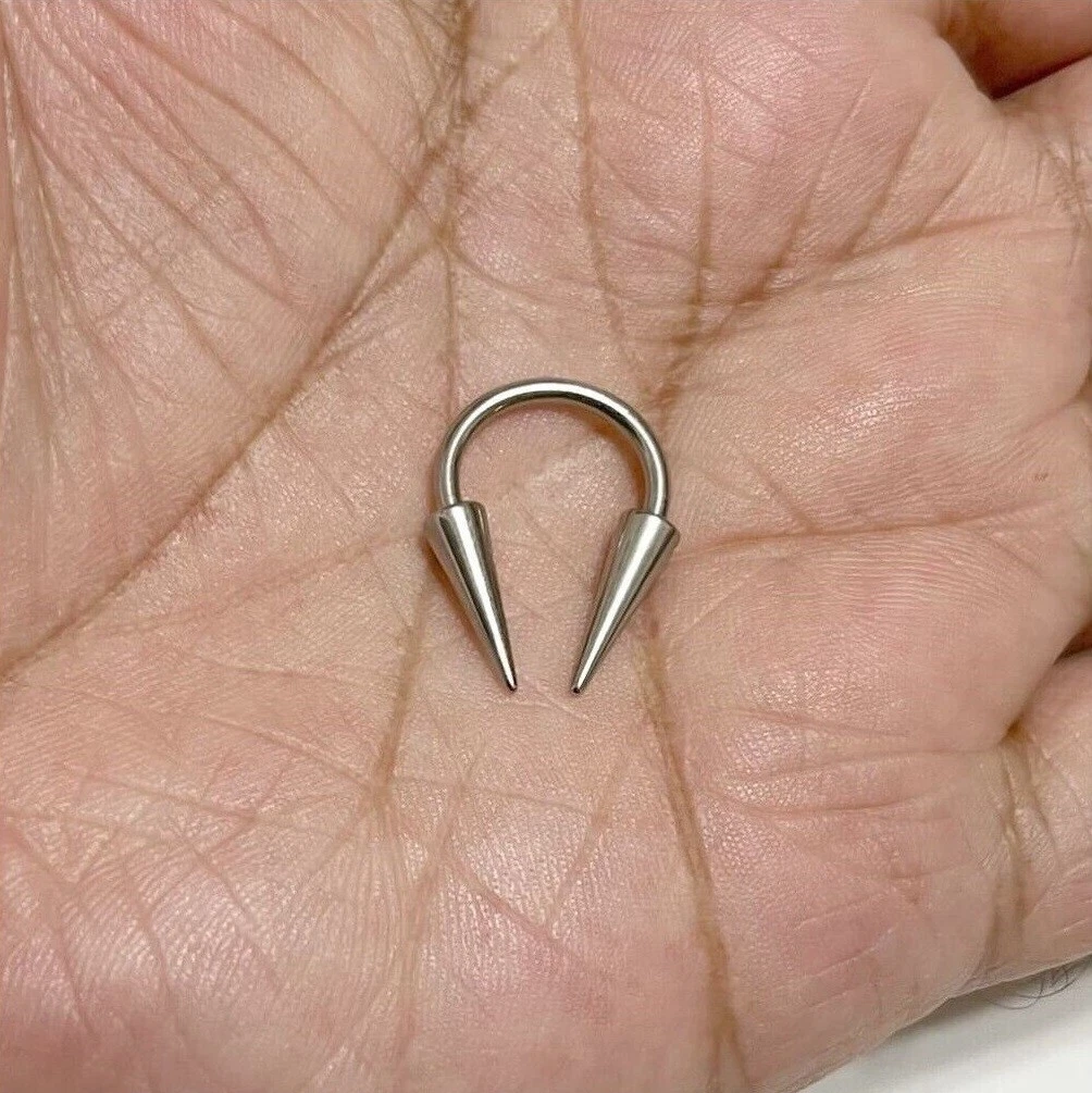 STERILIZED 14g Surgical Steel 9mm Diameter SEPTUM with 12mm SPIKES