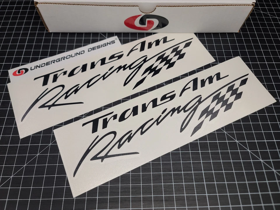 Calcomanías Trans Am Racing Script (2 unidades) calcomanías para ventanas de guardabarros para Pontiac Firebird Foto 2 de 3