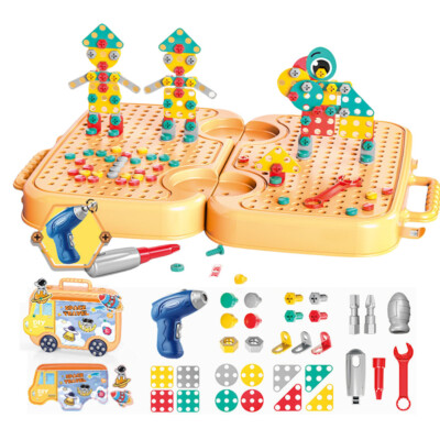 Magic Montessori Play Toolbox Screw Tool Set Design and Drill Toy for Boys Girls