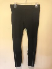 Athleta Yoga Pants Athletic Black Women  s Size 6 Pull-On Zippered Legs Snap Zip