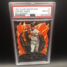 1997 FLAIR SHOWCASE HOT GLOVES DIE-CUTS #7 CHIPPER JONES PSA 10 GEM MINT LOW POP