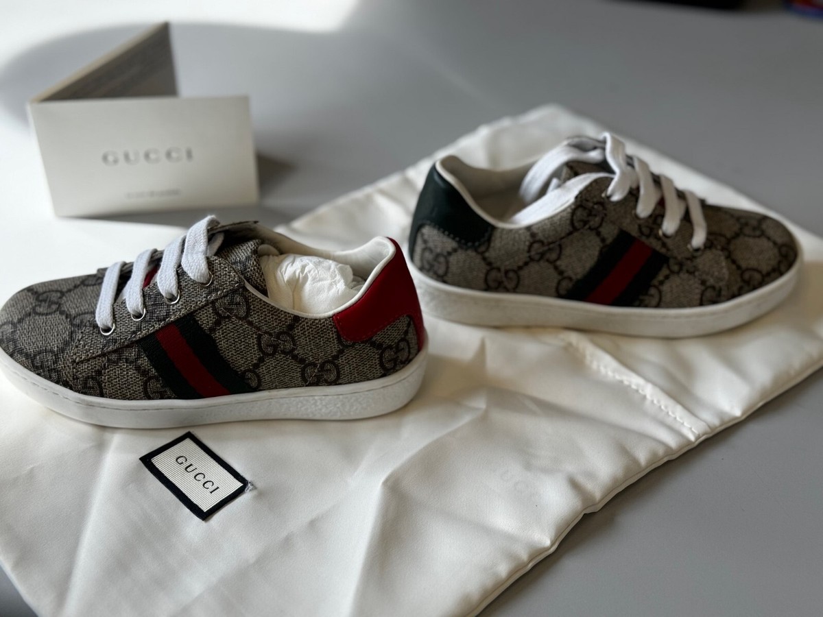 GUCCI New Ace Gg Tennis Shoe, Toddler/kids In Beige Size 5