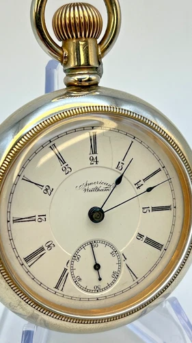 RARE WALTHAM MODEL 1883 18S, 17J Canadian 24 Hour Dial Choo-Choo Case Serviced
