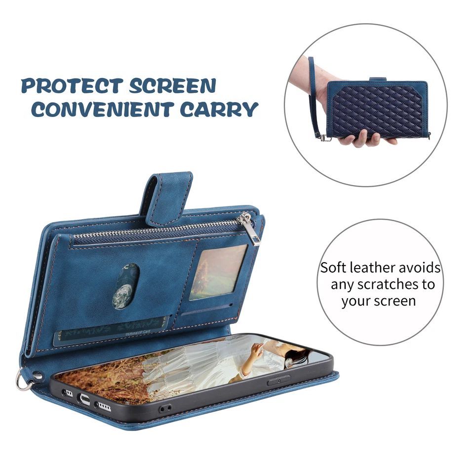 Funda tipo billetera romboidal LG V20, funda de teléfono con cremallera de cuero de lujo para LG V20 Foto 3 de 4