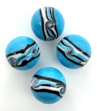 NEW for 2022 22mm "Riptide" Light Blue Handmade Art Glass Marbles Pk 4 7/8th"