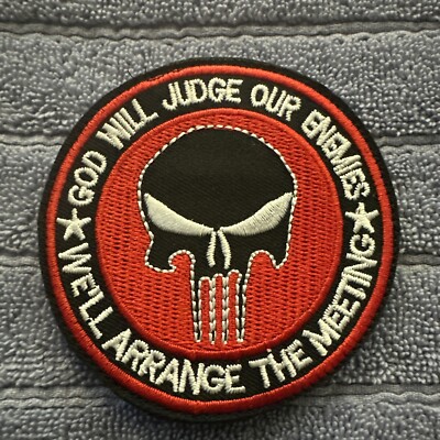 PUNISHER SKULL/ GOD WILL JUDGE OUR ENEMIES American Hook & Loop Morale Patch