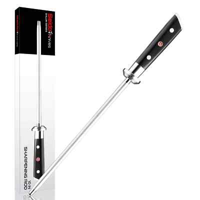 Shujin 10-Inch Diamond-Coated Sharpening Rod with Ergonomic G10 Handle