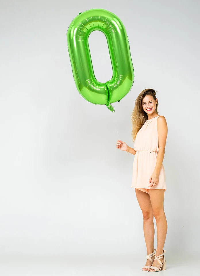 Globos gigantes de aluminio con número verde de 40 pulgadas 0/1/2/3/4/5/6/7/8/9 grandes para fiesta de cumpleaños Foto 3 de 4