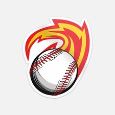 Softball In Fire Fun Sport Car Bumper Vinyl Sticker Decal