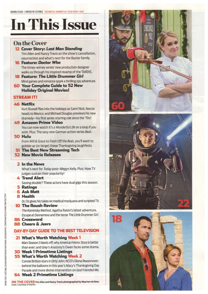 TV Guide Magazine November 12-25 2018 Tim Allen Nancy Travis Last Man Standing - Image 2 of 3