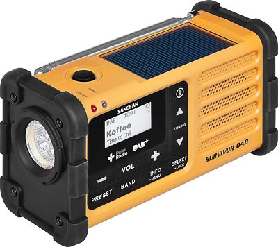 Sangean MMR-88 - Tragbares Notfall radio -  LED Taschenlampe - Schwarz/Gelb