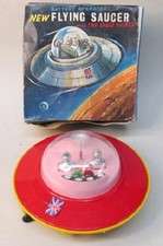 1960's Rosenthal JR 21 NEW FLYING SAUCER battery operated hard plastic w/ box