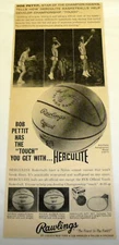 1959 Herculite basketball ad ~ BOB PETTIT ~ St Louis Hawks