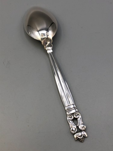 Acorn -Georg Jensen Sterling Silver individual Oval Soup Spoons 6.75", old marks - Picture 2 of 4