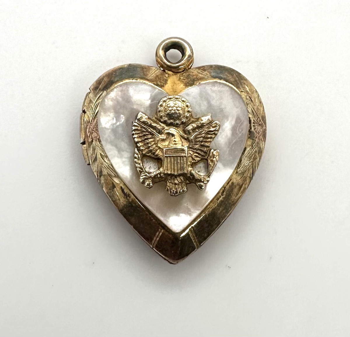 WWII U.S. Army Sweetheart Gold Filled Heart Locket Mother Of