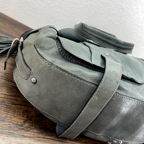 Hugo Boss Handbag Satchel Large Gray Leather Pockets Zip Top Double Handles Bag - Picture 9 of 15