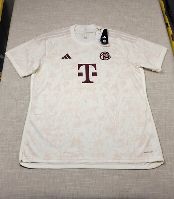 Adidas FC Bayern Munich Soccer Jersey 23/24 Third XL Mens Off White Beige Maroon