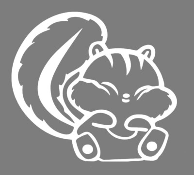 Squirrel Smile Cute White Vinyl Decal Car Truck Windows Laptop Tablet