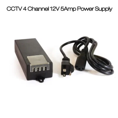 Qty1X CCTV Power Supply 4 Port 12VDC 5Amp for Security Analog Cameras