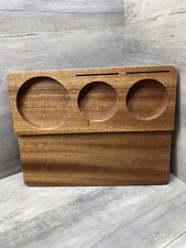 Wood Coffee Flight Board ☕ Espresso Sampler Tray – 3 Cup Holder w/ Label Slots