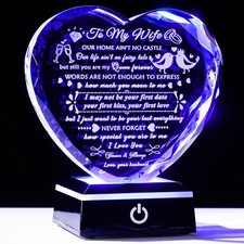 "Romantic Anniversary Gifts for Wife Crystal Keepsake with LED Base"