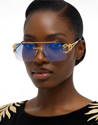 Retro Rimless Large Square Sunglasses Women Classy Tinted Eyewear Sophisticated