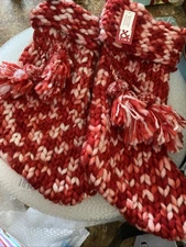 NWT 22" Christmas Chunky Knit RED WHITE Stocking by Place & Time LOT OF 2