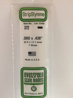 Evergreen 372 .080'' X .438'' X 24'' Opaque White Polystyrene Strip
