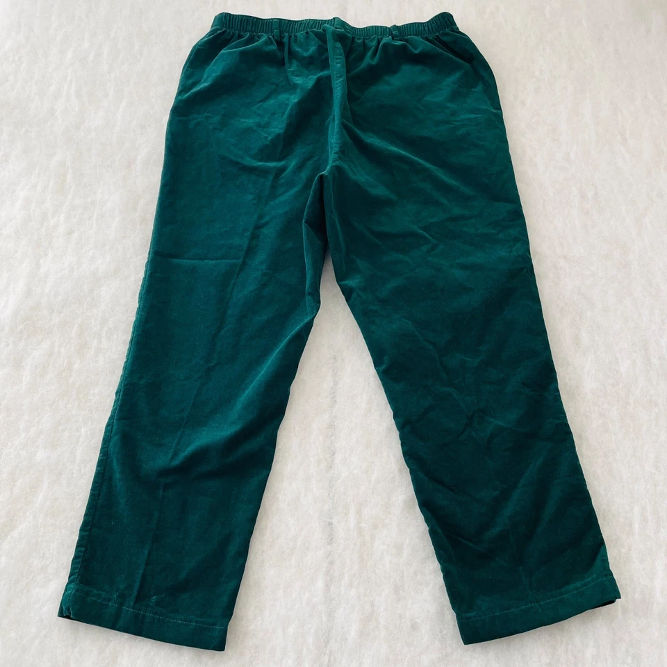 Lands' End 女式绿色高腰直筒娇小灯芯绒牛仔裤 16P 码 — 第 2/4 张图片