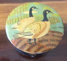 Vintage Mallards? Birds Hand Painted & Lacquered Paper Mache Kashmir India Box