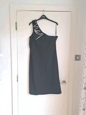 Star Julien MacDonald Dress UK18 Black One Shoulder Back Slit Stretch Worn Once
